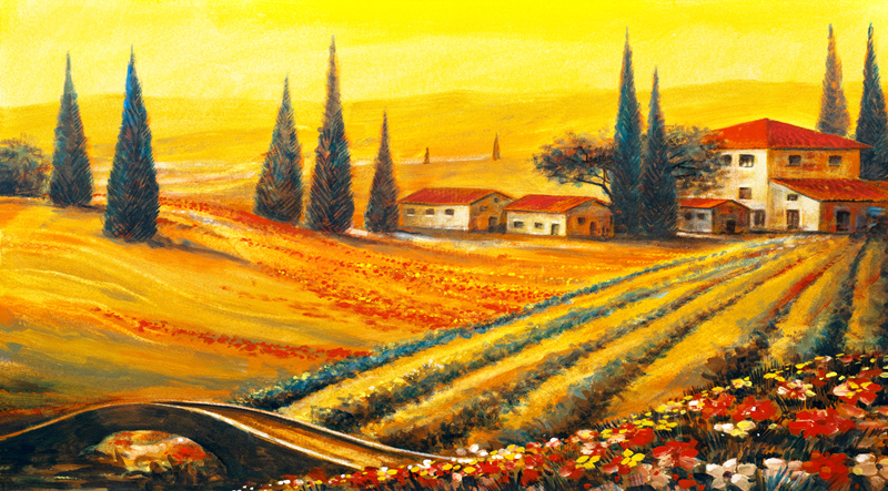 Affresco su Tessuto non Tessuto - Paesaggi e Trompe l'oeil